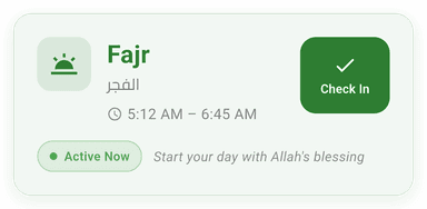 Active now — Fajr prayer time